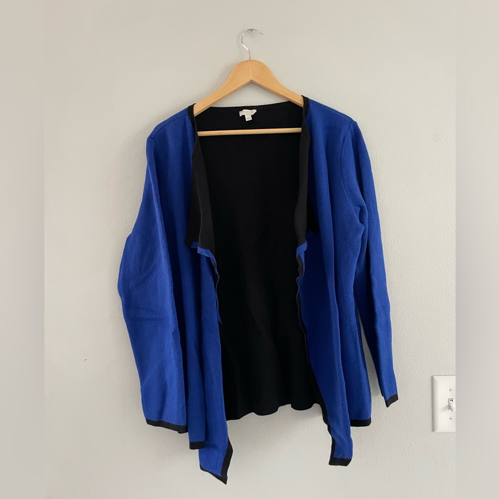 Talbots Blue and Black Open Cardigan